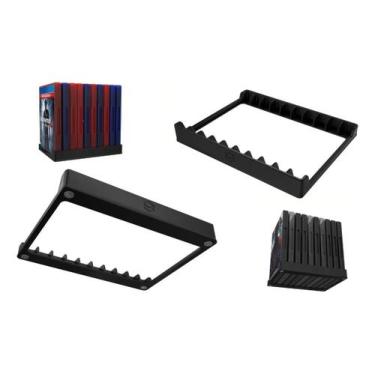 Imagem de Suporte Mesa Para 10 Dvds Ou Jogos Ps5 Organização Setup - PEKO, Preto