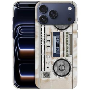 Imagem de GlamCase - Capa com suporte impresso para gravador de cassete de rádio vintage para 17Pro Branco