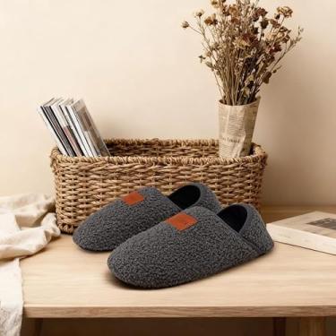 Imagem de Pantufas femininas para uso interno, com forro leve de tecido macio, ideal para todas as estações, chinelos femininos, Cinza escuro, 3-4 Women/1.5-2.5 Men
