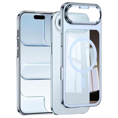Imagem de Genérico Capa magnética transparente anti-amarelecimento para iPhone 17/17 Air/17 Pro/17 Pro Max, capa fina à prova de impactos com íman forte, carregamento sem fios e resistente a riscos (azul, 17)
