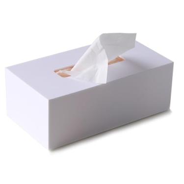 Imagem de Caixa de lenços de papel acrílica prática dispensador facial retangular para banheiro cozinha quarto organizador de sala de estar (branco)