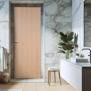 Imagem de Kit Porta de Madeira Lisa Angelim 210x82cm Batente 11cm Uniportas Aber