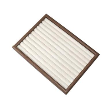 Imagem de KHUTRW3D Suportes organizadores de joias vintage anel de madeira organizador de brincos cremalheira de exibição de pulseira suporte de exibição de joias (grande)