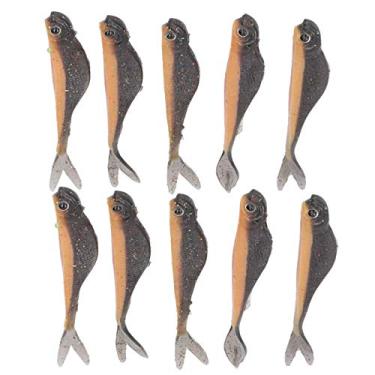 Imagem de Isca de pesca de silicone macio, 2 conjuntos de isca artificial portátil de simulação artificial de cor dupla para entusiastas da pesca ao ar livre, 12cm, 4,7 polegadas, 10 peças (9#)