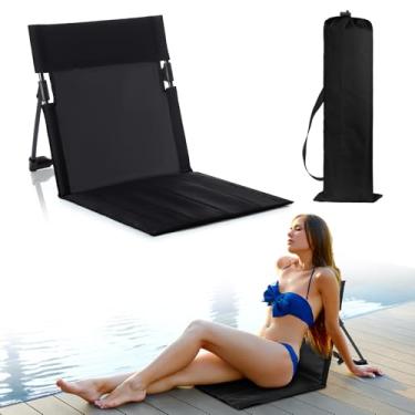 Imagem de Karenhi 1 cadeirinha dobrável para piscina, assento portátil para beira da piscina, cadeiras dobráveis portáteis para praia, piscina, acampamento, piquenique, acessórios de gramado (preto)