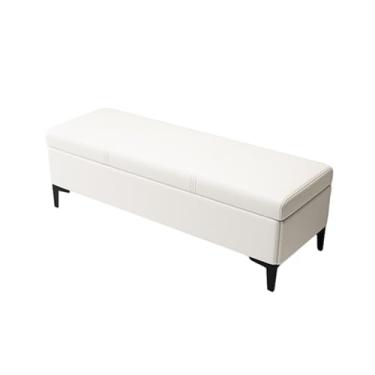 Imagem de Baú Organizador Puff Estofado Multiuso Com Tampa Desenhada Para SalaQuarto E Decoração(White 1,110x40x45cm)