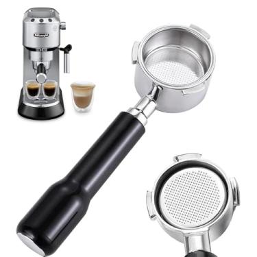 Imagem de Filtro portátil sem fundo de 51 mm, 3 orelhas, com cesta de filtro de copo com capacidade de tubo duplo de aço inoxidável 304, compatível apenas com máquinas de café Delong Dedica Ec680, Ec685, Smeg e