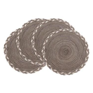 Imagem de Tapetes americanos SHACOS Round Braided Glitter 38 cm, conjunto de 4 (