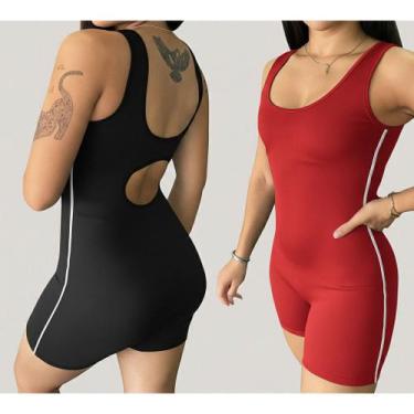 Imagem de Macacao Macaquinho Fitness Feminino Para Academia Pilates Yoga Corrida