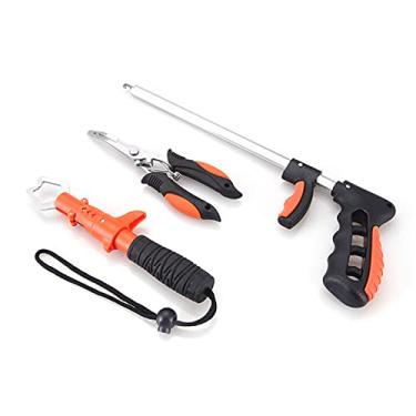 Imagem de 3 peças Conjunto de Alicate Pesca Removedor Anzol e Aperto Peixe Acessório Seguro com Cordão Multifuncional para Remoção Anel Dividido Corte Linha Prensagem Kit Ferramentas Fácil Operação