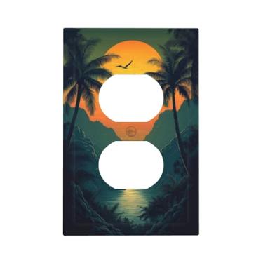 Imagem de Sunset Forest 1 Gang Receptáculo duplex placa de parede decorativa para interruptor de luz placas de tomada placa frontal para quarto banheiro decoração de casa 12,7 cm x 7,6 cm