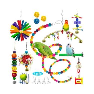 Imagem de 15 Peças De Brinquedos De Madeira Para Gaiola De Pássaros, Mastigáveis