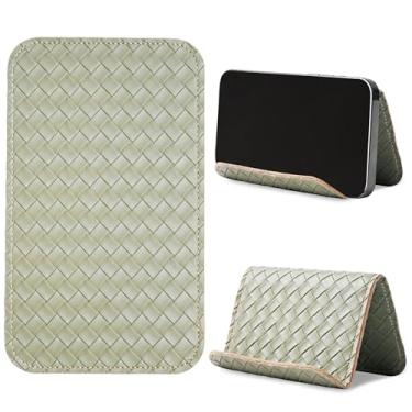 Imagem de QIELIZI Suporte de celular com aba flexível e suporte de tablet flexível para mesa, cama, esteira, casa e avião, acessórios de viagem (1 tecido verde)