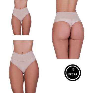 Imagem de Kit 3 Calcinha Fio Duplo e Cós Alto Microfibra Pós Parto - c8 KIT 3 BE