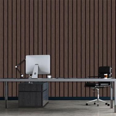 Imagem de Papel De Parede Ripas De Cerejeira Marrom Lavavel Adesivo