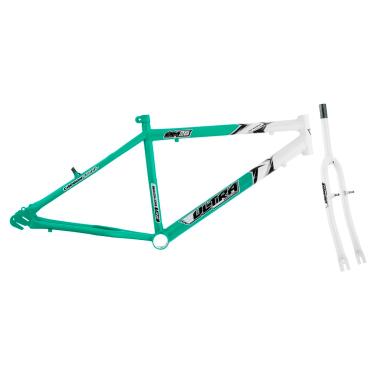 Imagem de Quadro Com Garfo em Aço Carbono Bicicleta Ultra Bike Aro 26 Verde Anis/Branco