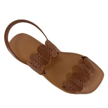 Imagem de Sandália Feminina Arazzou Rasteirinha Elegante Confortável 2026 (Marrom, BR, Adulto, Numérico, 37)