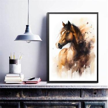 Imagem de Quadro Decorativo Cavalo- Aquarela 33X24Cm