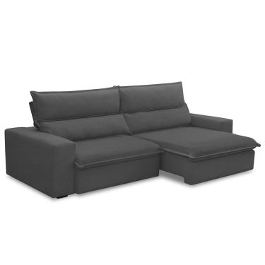 Imagem de Sofá Retrátil Reclinável Para Sala 3 Lugares 250cm Senzi F04 Veludo Cinza Escuro - Lyam Decor