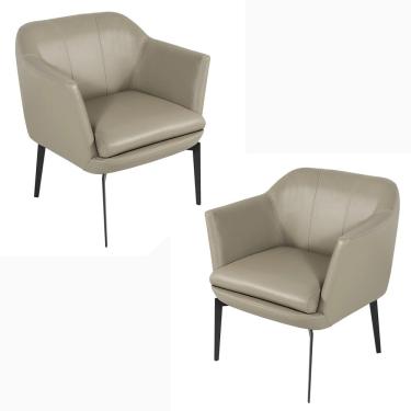 Imagem de Kit 02 Poltronas Decorativas Rosalie Couro Bege - Gran Belo