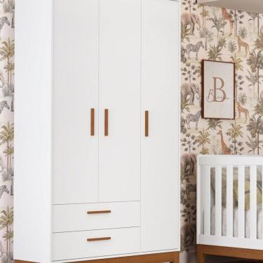 Imagem de Guarda-roupa 3 Portas para Quarto de Bebê Flip Branco Fosco