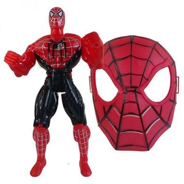Imagem de Brinquedo Boneco Vingadores Homem Aranha 25Cm + Mascara 16Cm