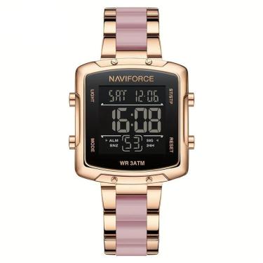Imagem de Relógio Digital Feminino Fashion Design Simples Quadrado Em Aço Inoxidavel Rosa Rosa