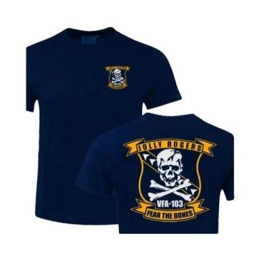 Imagem de Camiseta Masculina Casual Preta De Algodão Com Gola Redonda Navy VFA-1