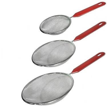 Imagem de Kit Coador Peneira Peneirinha em Metal com 3 Tamanhos