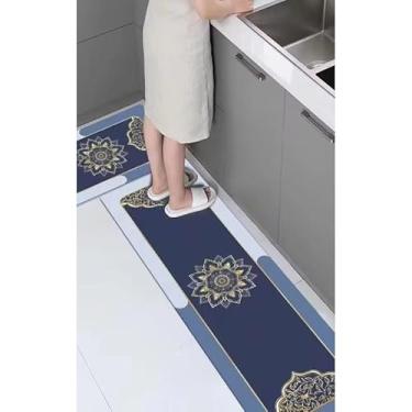 Imagem de Tapete Antiderrapante para Cozinha – Jogo com 2 Peças, Absorvente, Secagem Rápida, Base Antideslizante(Foto E,2 UNIDADE 38X118)