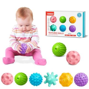 Imagem de ROHSCE Bolas macias multicoloridas para bebês – Brinquedos Montessori texturizados para desenvolvimento infantil