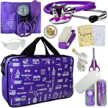 Imagem de Kit Enfermagem Top Cores Premium Completo Estagio - Love Saude, ROXO P
