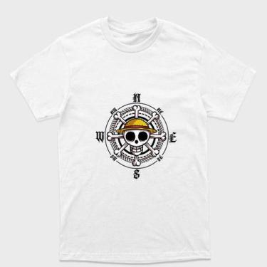 Imagem de Camiseta Branca One Piece  Caveira chapéu de palha Estilo bússola Tama