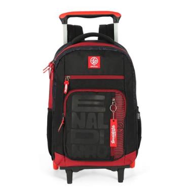 Imagem de Mochila Escolar 3 Rodas Enaldinho Youtuber Haste Dupla - Luxcel, Preto