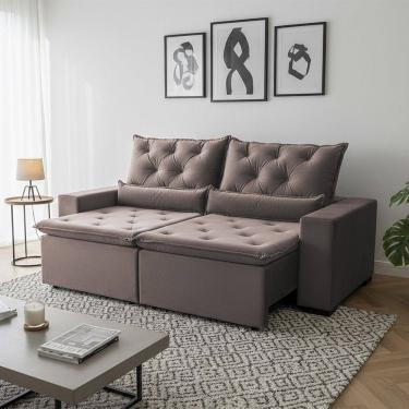 Imagem de Sofá Retrátil Confort Master Suede 150m Reclinável 2 Módulos e Acabamento Sofisticado Milão Bege