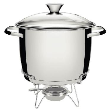 Imagem de Rechaud Tramontina Allegra Em Aço Inox Fundo Triplo Com Fogareiro E Tampa De Vidro 7,8 L 65650684