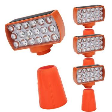 Imagem de Sinalizador Solar Viario Kit 4 Duas Cores Seguranca Noturna Obra Estra