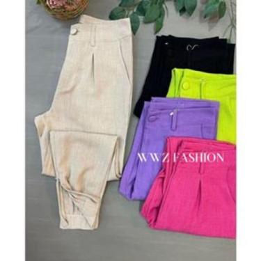 Imagem de Calça de Linho Ziper na Perna L815 - Domi Modas, Preto, M