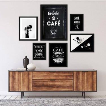 Imagem de Quadros Cantinho do Café Preto e Branco - Kit 6 Unidades