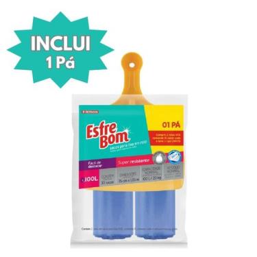 Imagem de Kit 2 Rolos Saco de Lixo 100L Azul + Incluso 1 Pá - Esfrebom