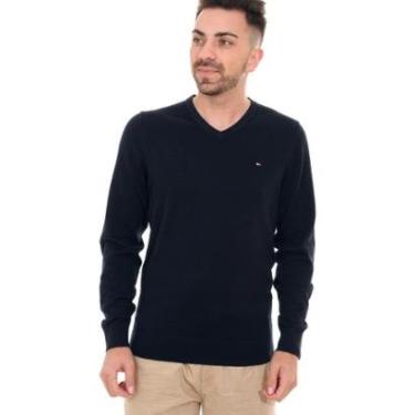 Imagem de Suéter Tommy Hilfiger Masculino Signature V-Neck Azul Marinho-Masculino