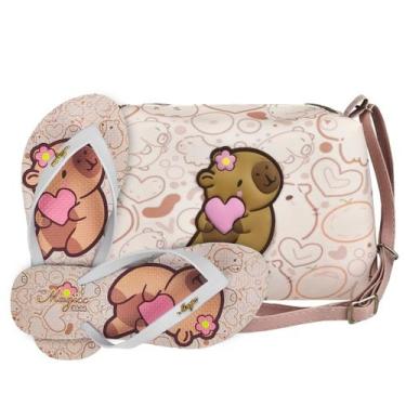 Imagem de Kit Infantil Bolsa Chinelo Slim Capivara Magicc KMICH-229, 27/28