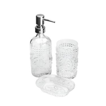 Imagem de Kit Banheiro 3 Peças Vidro Transparente Lavabo Luxo - Shop Mix