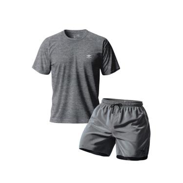 Imagem de Conjunto Camiseta Dry Masculina Raglan E Short Mauricinho Academia Verão Praia Básico-Masculino