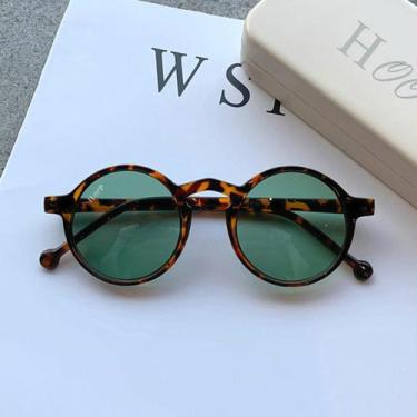 Imagem de Óculos sol redondo unissex - HOOP, Tartaruga lente verde, M, ACETATO