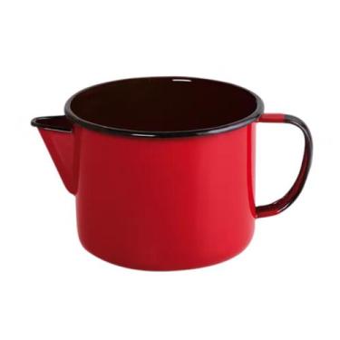 Imagem de Caneca c/ Bico 1L Aço Esmaltada Ewel Indução, Gás, a Lenha, Vermelho