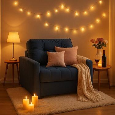 Imagem de Sofá Cama Solteiro 100cm Murilo Uno Linho Azul Linho Azul