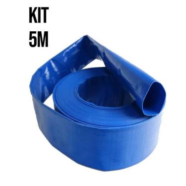 Imagem de Kit 5m Mangueira Flat Azul 4" Transpower