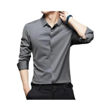 Imagem de Camisa Branca Masculina Slim Fit Ultra Stretch De Manga Longa, Casual 