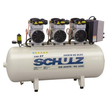 Imagem de Compressor Schulz Csd 27 200 Litros 120 Libras 3 Motores 1.5 Cv 220v Monofásico Isento De óleo